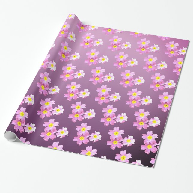 Wrapping Paper, Pink Flower Blossoms Wrapping Paper (Unrolled)