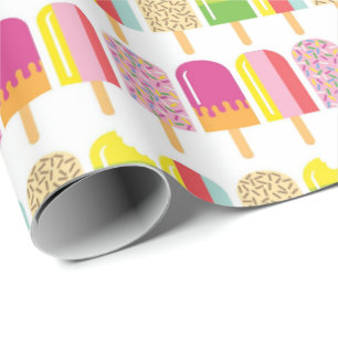 Wrapping Paper - Pink, Green & Yellow Ice Lollies
