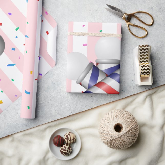 Wrapping Paper Pink & White Stripe Barber Pole (Crafts)