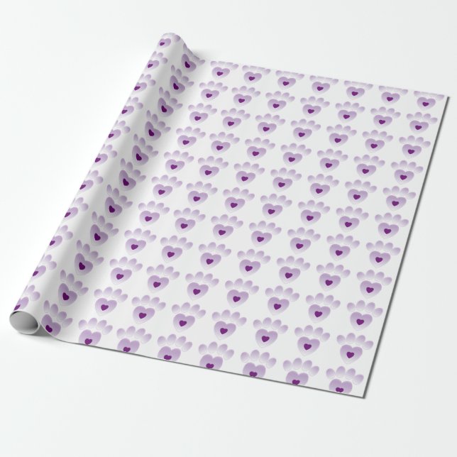 Wrapping Paper - Purple Paw Prints (Unrolled)