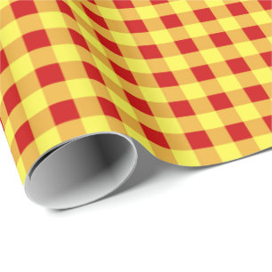 Wrapping Paper, Red and Yellow Gingham Paper