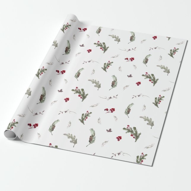 Wrapping Paper Red Green Watercolor Christmas (Unrolled)