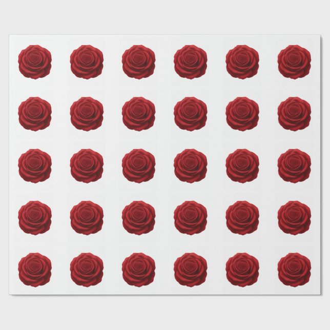 Wrapping Paper - Red Rose Flower (Flat)