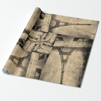 Wrapping Paper Roll Eiffel Tower Collage Design