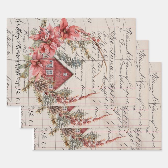 Wrapping Paper Set (3) Vintage Theme Christmas 03 (Set)