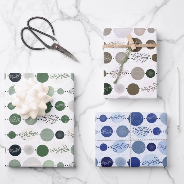 wrapping paper set of 3 sheets abstract pattern (Front)