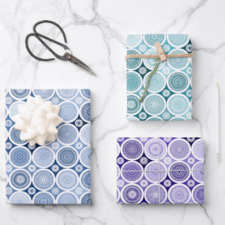wrapping paper set of 3 sheets boho style design