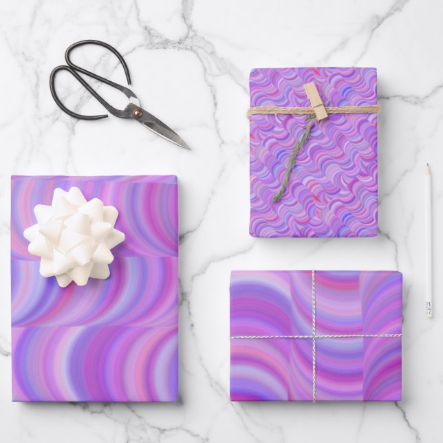 Wrapping Paper Set - Purple Curves (Front)