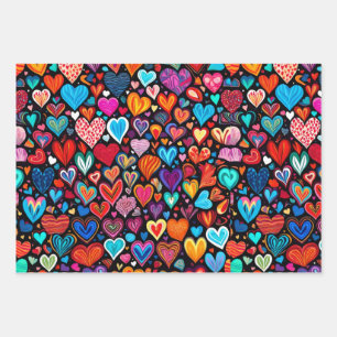 Wrapping Paper Sheet Small Hearts Wrapping Paper