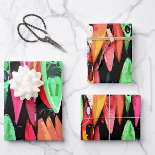 Wrapping Paper Sheets: Colourful Kayak Collection