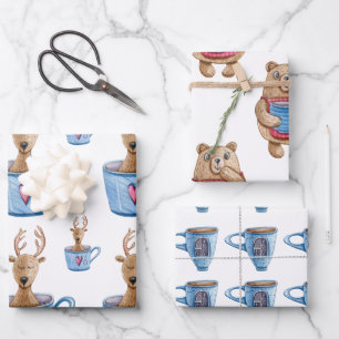 Wrapping Paper Sheets - Deer, Mug, Bear