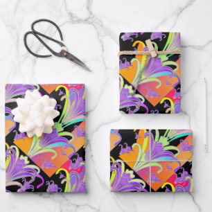 Wrapping Paper Sheets Lilies on Black