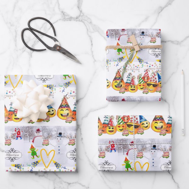 Wrapping Paper Sheets Merry Christmas Birthday (Front)
