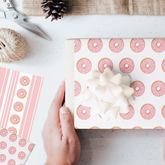 Wrapping paper sheets, Pink Donuts design