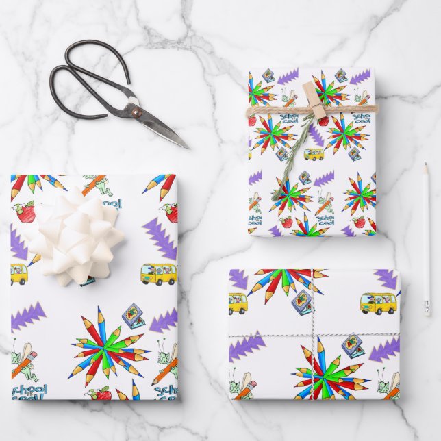 Wrapping Paper Sheets School is Cool (Front)