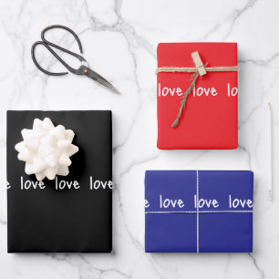 Wrapping Paper Sheets Valentine's Love Red Black