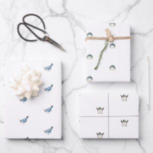 Wrapping Paper Sheets — Winter Bird Patterns