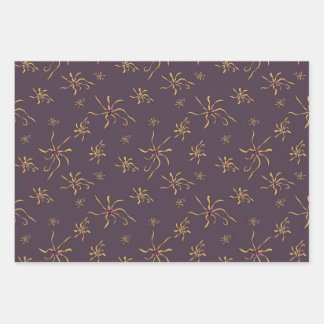 Wrapping paper sheets with witch hazel flowers