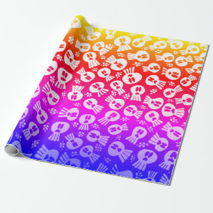 Wrapping Paper - Skulls -  Rainbow