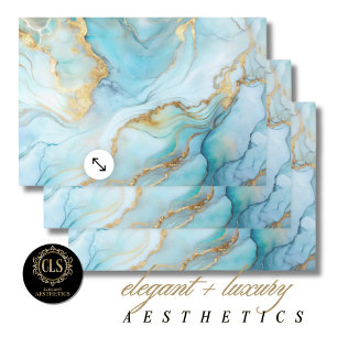 Wrapping Paper - Sky Blue and Gold Marbled
