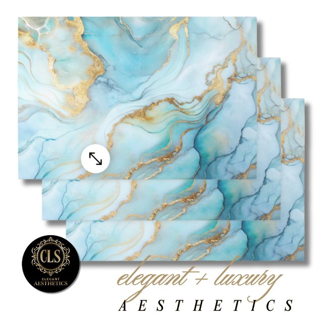 Wrapping Paper - Sky Blue and Gold Marbled (Creator Uploaded)