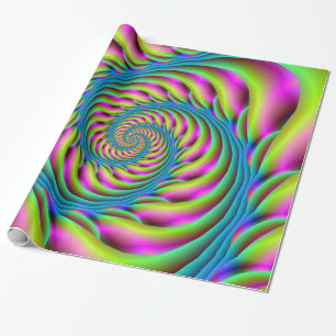 Wrapping Paper Spiral in Pink Turquoise and Yellow