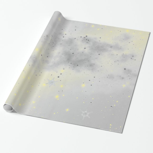 WRAPPING PAPER STARS AND CLOUDS (Unrolled)