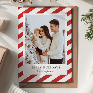 Wrapping Paper Stripes One Photo Christmas Holiday Card