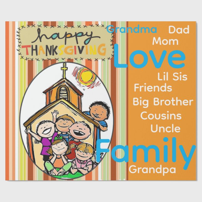 Wrapping Paper Thanksgiving Family Love (Flat)