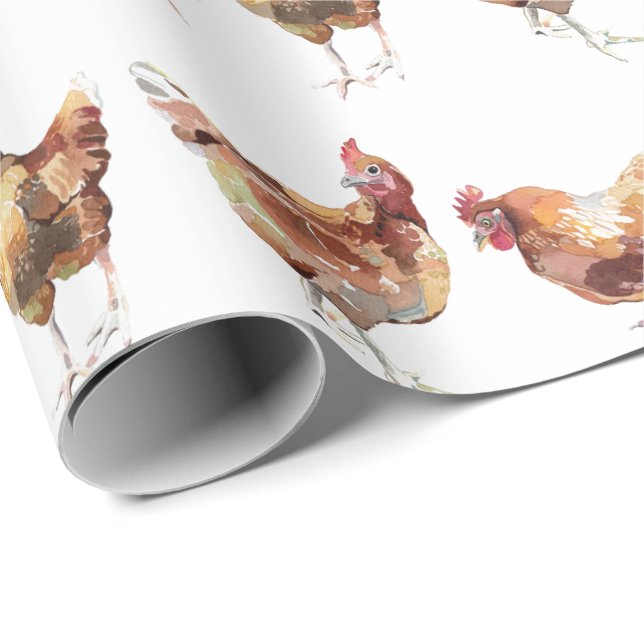 Wrapping Paper - Three Farmhouse Chickens (Roll Corner)