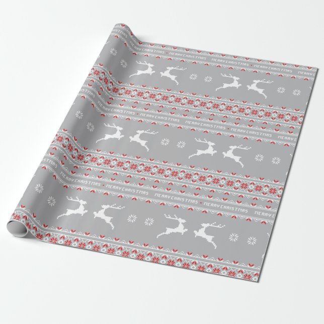 wrapping Paper - Ugly Christmas Sweater Grey (Unrolled)