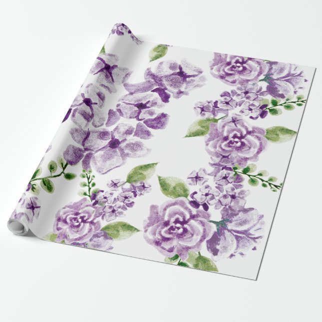 Wrapping Paper - Watercolor Floral Pattern (Unrolled)