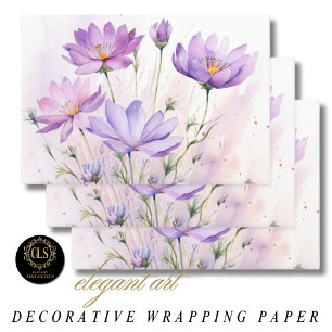 Wrapping Paper - Watercolor Wildflower Purple Hues