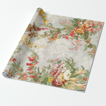Wrapping paper with a floral vintage illustration