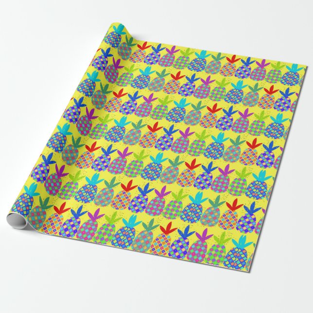 Wrapping Paper with a Funky Pineapple Design (Unrolled)