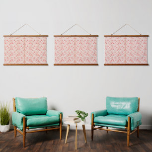Wrapping paper with a repeating pattern of red, or hanging tapestry