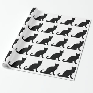 Wrapping paper with black and white cat design