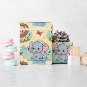 Wrapping paper with cartoon animals