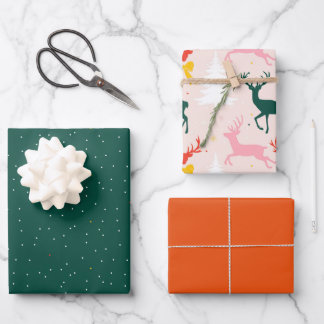wrapping paper with Christmas reindeer