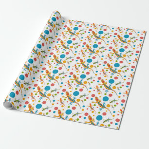 Wrapping paper with colourful gecko design