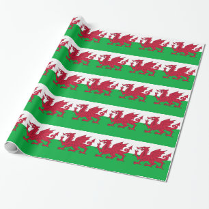 Wrapping paper with Flag of Wales, UK