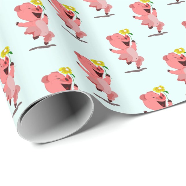 Wrapping Paper with Happy Piggy (Roll Corner)
