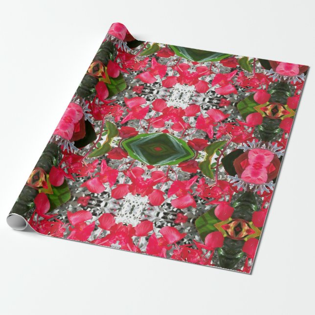Wrapping Paper with red flowers (Unrolled)