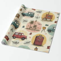 Wrapping Paper With Travel Pattern