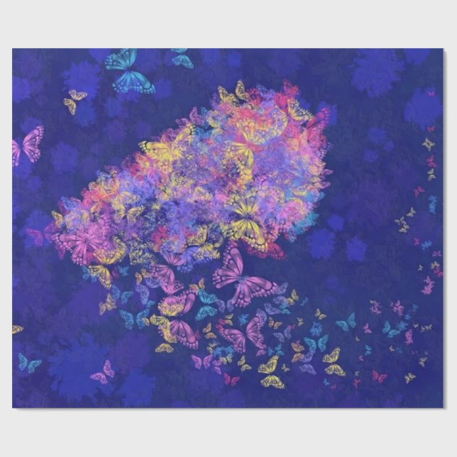 Wrapping Paper wuth Butterflies Heart (Flat)