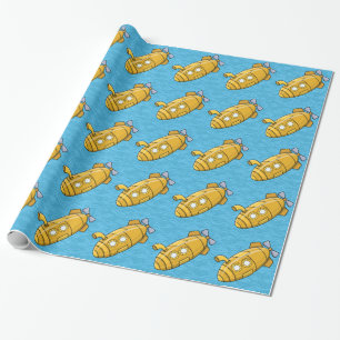 Wrapping Paper   Yellow Submarine Blue Waves