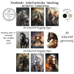 Wrapping Papers Decoupage 9 A4 Horses Paper Sheet