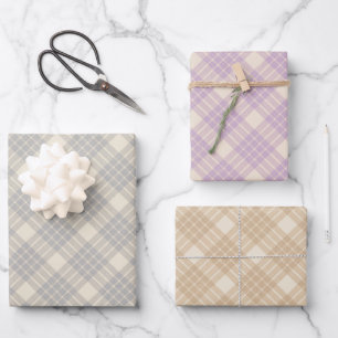 Wrapping retro gingham paper for Christmas