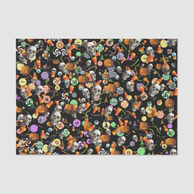 Wrapping Tissue - Creepy Halloween Confetti Tissue Paper (Front)