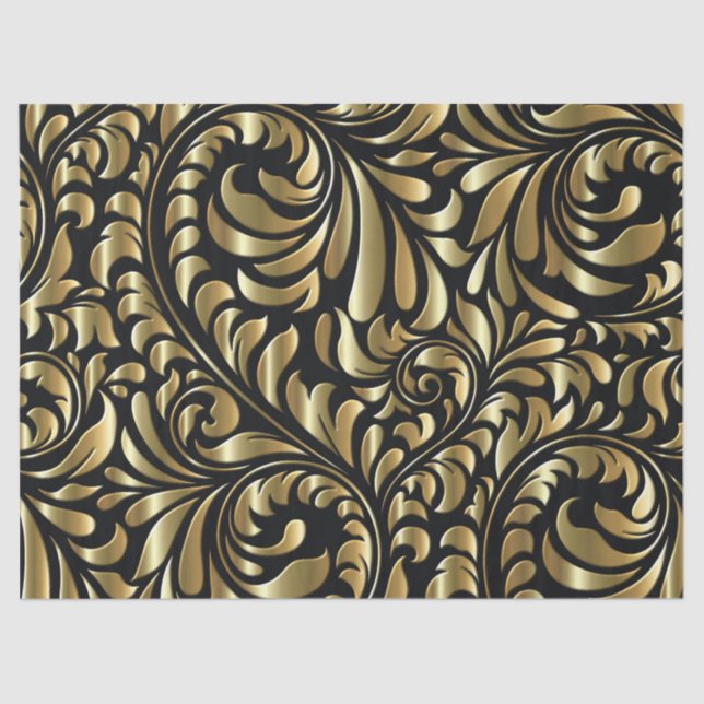 Wrapping Tissue - Drama in Black and Gold Tissue Paper (Front)